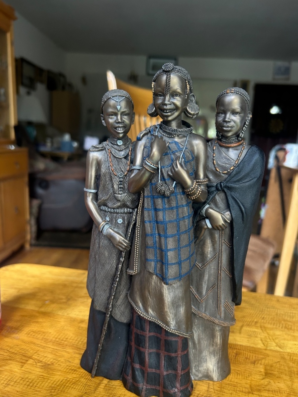 Soul Journeys Maasai Figurine Furaha Tatu Days of Happiness 3 Women (African art